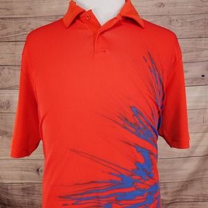 UNDER ARMOUR HEAT GEAR LOOSE RED BLUE SPLATTER GOLF POLO SHIRT MENS SZ XL